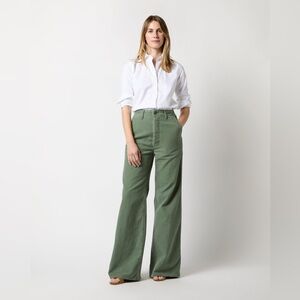 NWT Mother The Major Roller Sneak In Rodger That Green Wide Leg Pants Size 28